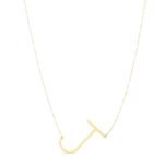 14K Yellow Gold Large Initial J Necklace