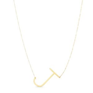 14K Yellow Gold Large Initial J Necklace
