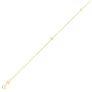 14K Yellow Gold Mini Initial T Bracelet