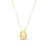 14K Yellow Gold Block Letter Initial Q Necklace