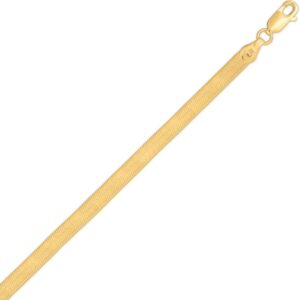 Yellow Gold Plated Sterling Silver Imperial Herringbone Chain Necklace 4.2 mm