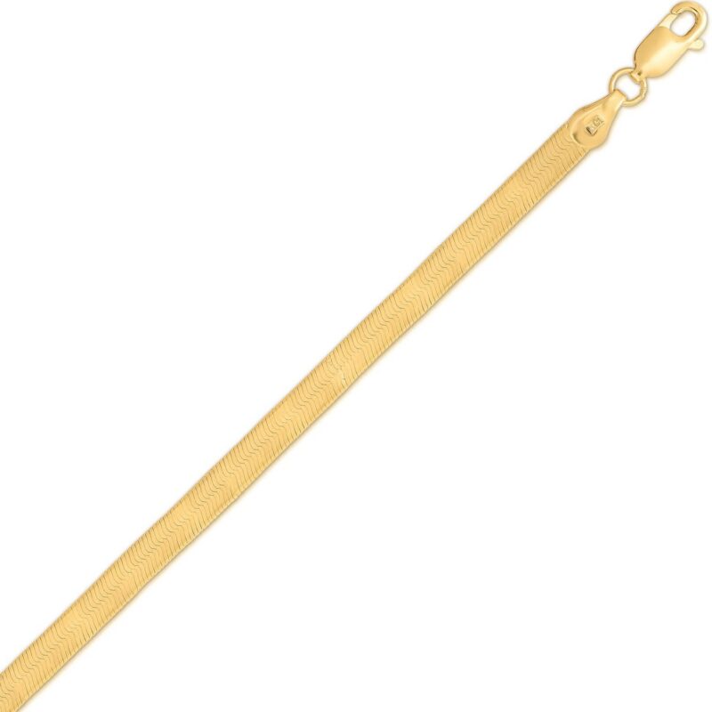Yellow Gold Plated Sterling Silver Imperial Herringbone Chain Necklace 4.2 mm