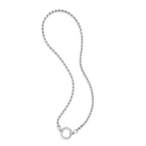 Sterling Silver Push Lock Rope Necklace