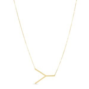 14K Yellow Gold Large Initial Y Necklace