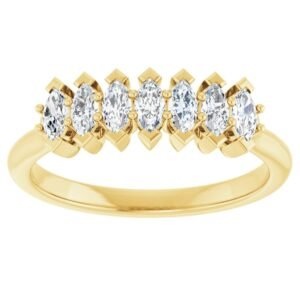 Vertical 7 Stone Marquise Diamond Anniversary Band 12 CT 14K Yellow Gold