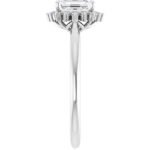 14K Gold 0.8 cttw Emerald Cut Diamond Halo Engagement Ring side