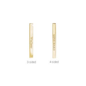 14K Gold 3D Engraved 4 Sided Vertical Pillar Bar Name Necklace