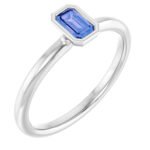 14K Gold Bezel Set Emerald Cut Tanzanite Stackable Ring