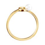 14K Gold Cultured Freshwater Pearl Crescent Moon Ring
