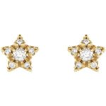 14K Gold Diamond Star Stud Earrings