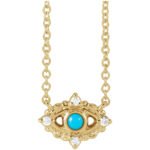 14K Gold Diamond Turquoise Evil Eye Necklace