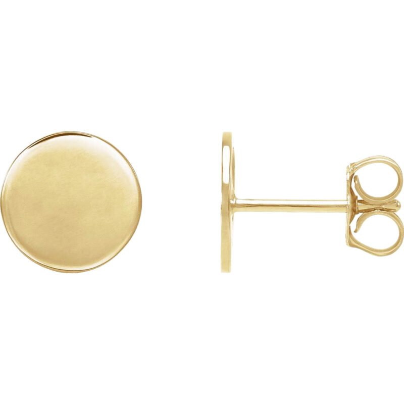 14K Gold Disc Stud Earrings 3 to 10mm