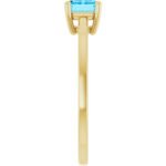 14K Gold Emerald Cut Aquamarine Solitaire Ring 1 Carat thickness