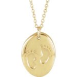 14K Gold Engravable Baby Footprint Pendant Necklace