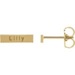 14K Gold Engravable Bar Stud Earrings