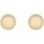 14K Gold Engravable Diamond Halo Disc Stud Earrings 1 4 CTW