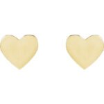 14K Gold Engravable Heart Stud Earrings