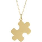 14K Gold Engravable Puzzle Piece Necklace