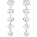 14K Gold Graduated Heart Lab Diamond Dangle Earrings 2 3 4 Carat