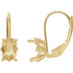 14K Gold Oval Sky Blue Topaz Leverback Earrings 8x6 mm Mounting