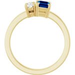 14K Gold Pear Cut Diamond and Emerald Cut Sapphire Toi Et Moi Ring Side