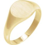 14K Gold Round Initial Engraved Signet Ring