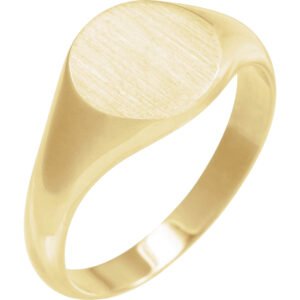 14K Gold Round Initial Engraved Signet Ring