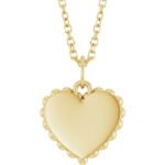 14K Gold Scalloped Engravable Heart Necklace
