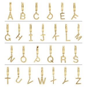 14K Gold Single Initial Huggie Earrings all letters