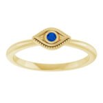 14K Gold Stackable Blue Sapphire Evil Eye Ring