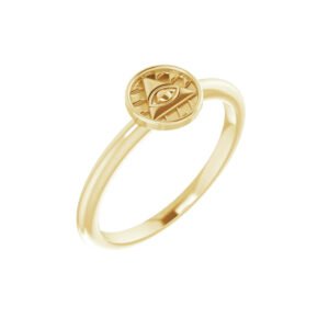 14K Gold Stackable Eye of Providence Ring
