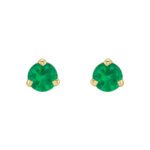 14K Gold Tiny Emerald Stud Earrings 3mm