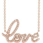 14K Rose Gold 1/6 CTW Diamond Love Script Necklace