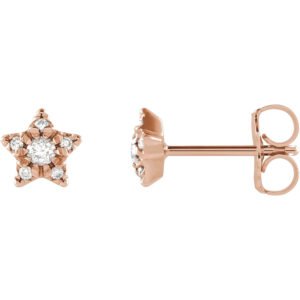 14K Rose Gold Diamond Star Stud Earrings