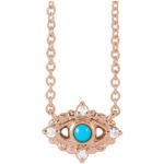 14K Rose Gold Diamond Turquoise Evil Eye Necklace