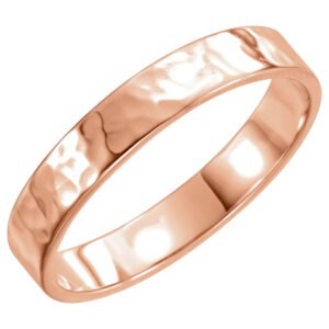 14K Rose Gold Flat Hammered Wedding Band 4mm