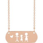 14K Rose Gold Mom Dad and Daughter Necklace