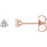 14K Rose Gold Tiny 3mm Moissanite Stud Earrings