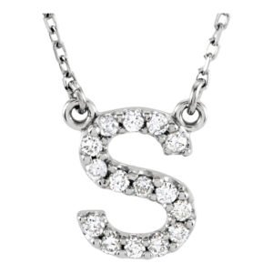 14K White Gold Custom Diamond Initial Necklace
