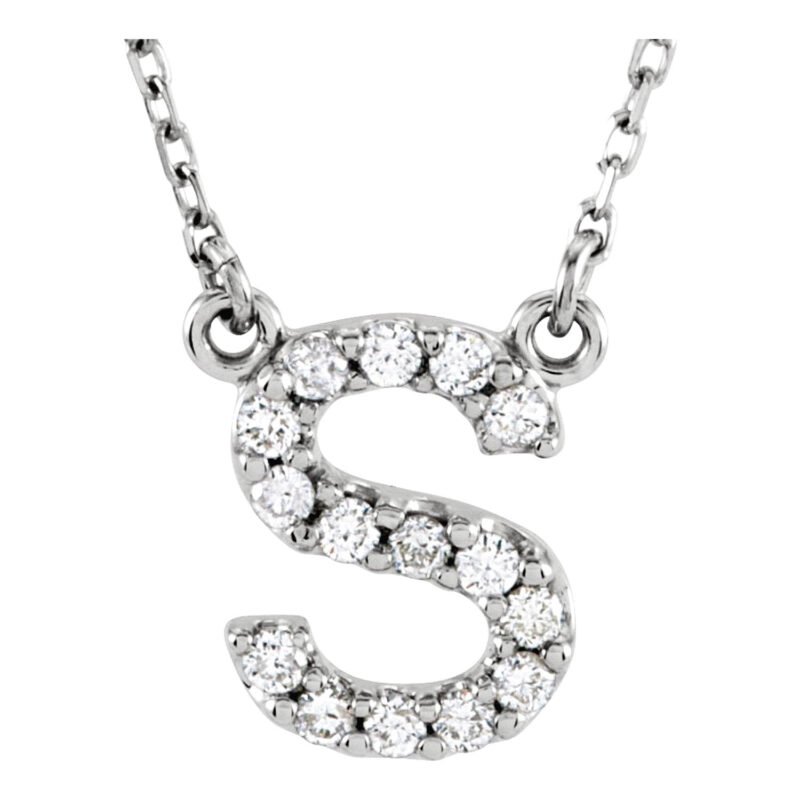 14K White Gold Custom Diamond Initial Necklace