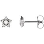 14K White Gold Diamond Star Stud Earrings