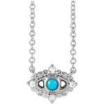 14K White Gold Diamond Turquoise Evil Eye Necklace