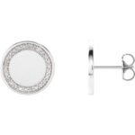 14K White Gold Engravable Diamond Halo Disc Stud Earrings 1 4 CTW