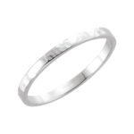 14K White Gold Flat Hammered Wedding Band 2mm