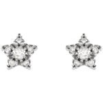 14K White Gold Sparkling Diamond Star Stud Earrings
