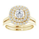 14K Yellow Gold 1 CTW Double Diamond Halo Asscher Cut Engagement Ring