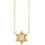 14K Yellow Gold Dainty Diamond Star of David Necklace