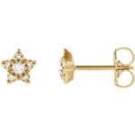 14K Yellow Gold Diamond Star Stud Earrings