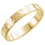 14K Yellow Gold Flat Hammered Wedding Band 4mm