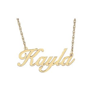 14K Yellow Gold Personalized Script Name Necklace